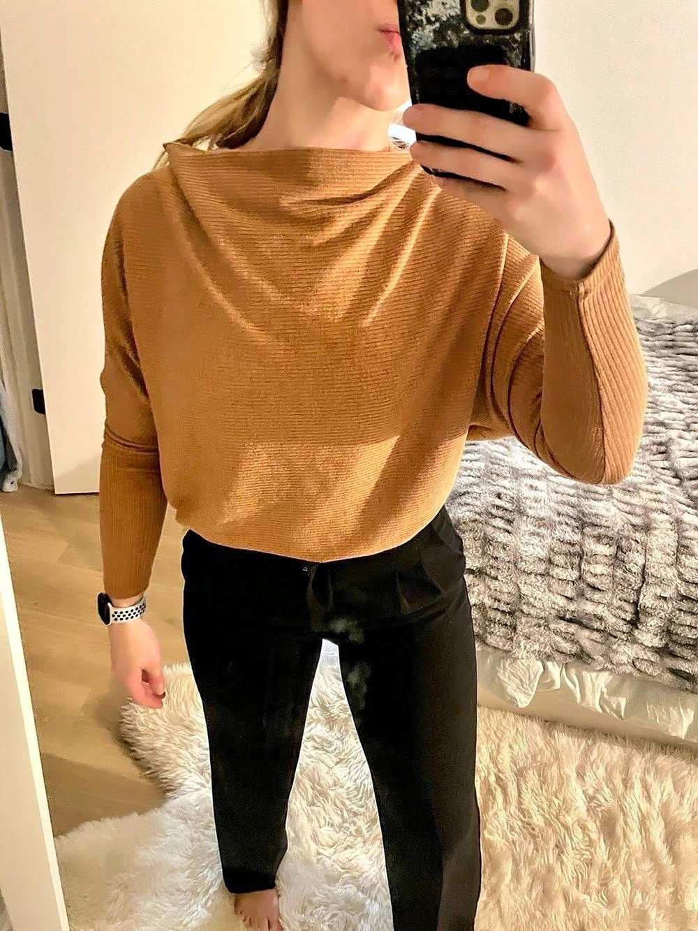 VICI Women's Cowl Neck Sweater Brown Size XS